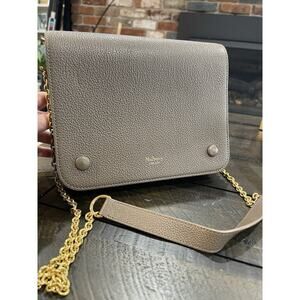 Mulberry Small Grain Clifton Chain Crossbody Accordion Bag Leather Taupe Gold